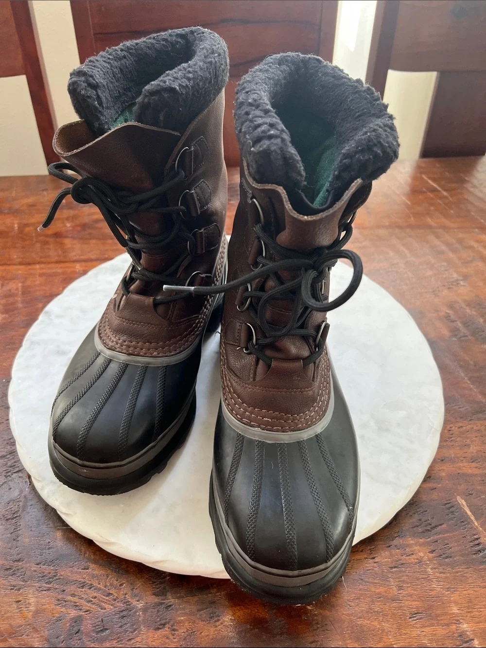 SOREL Caribou Seam-Sealed Waterproof Winter Boots Brown/Black Men's Size 9